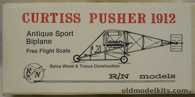 RN Models Curtiss Pusher 1912 - 25.75 Inch Wingspan Flying Model, CG501 plastic model kit